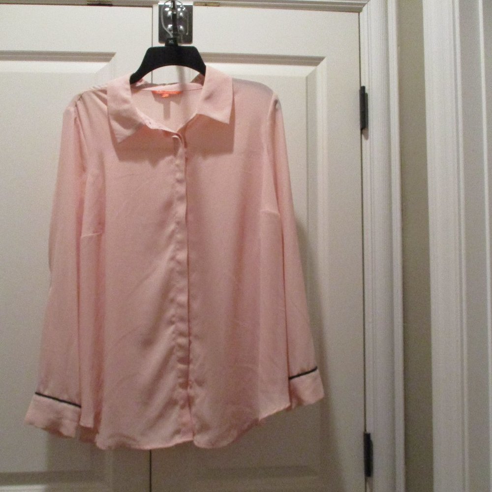 Modcloth pink sheer blouse